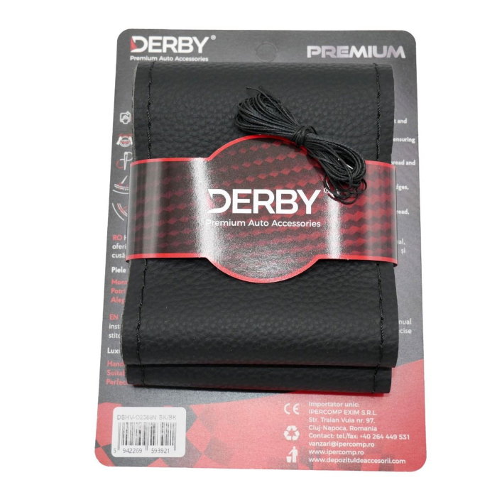 Husa volan neagra cu ac si ata 80 g, cusatura neagra DERBY [1]