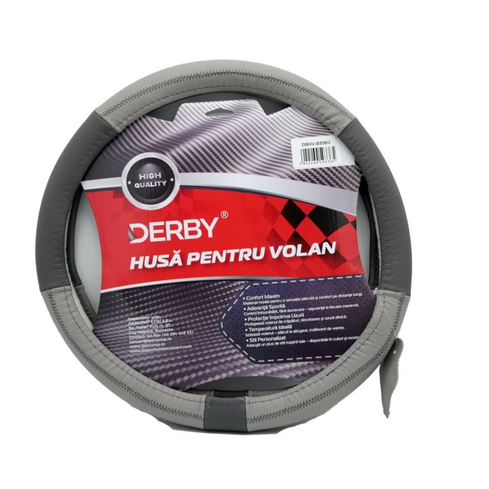 Husa volan piele naturala DERBY Gri (37-39 cm) [1]