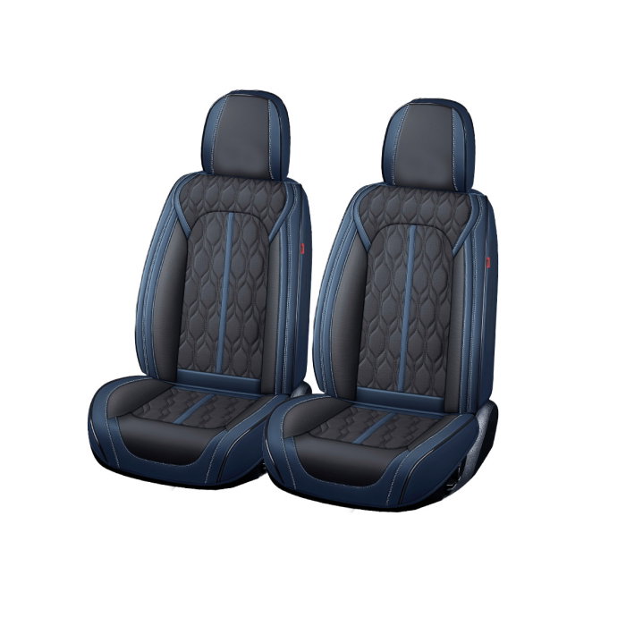 Huse auto premium 5 locuri Carguard Deluxe piele ecologica perforata - albastru inchis - negru [1]