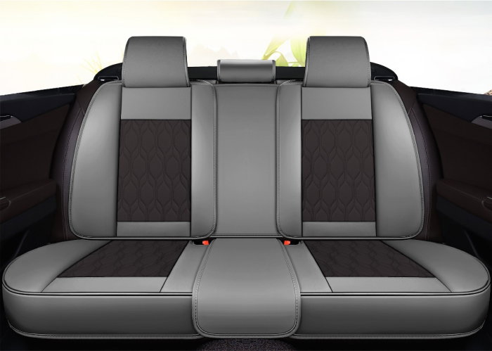 Huse auto premium 5 locuri Carguard Deluxe piele ecologica perforata - gri - negru [5]