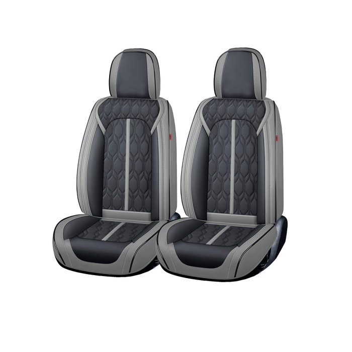 Huse auto premium 5 locuri Carguard Deluxe piele ecologica perforata - gri - negru [1]