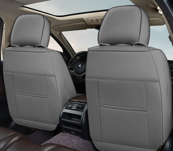 Huse auto premium 5 locuri Carguard Deluxe piele ecologica perforata - gri - negru [4]