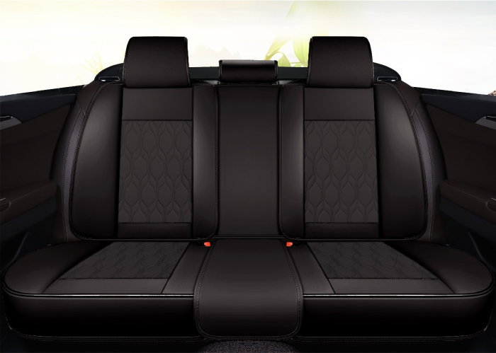 Huse auto premium 5 locuri Carguard Deluxe piele ecologica perforata - negru - rosu [3]