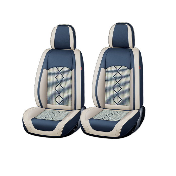 Huse auto premium 5 locuri Carguard Deluxe piele ecologica perforata si textil - albastru - alb [1]
