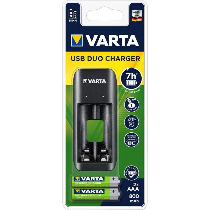 Incarcator baterie Varta AAA USB Duo Charger + 2 baterii AAA 800mAh [1]