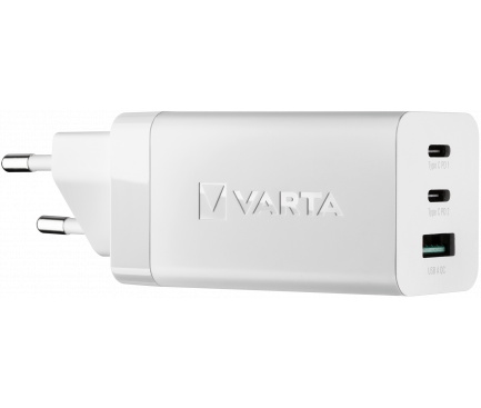 Incarcator Retea Varta GaN, 65W, 3.25A, 1 x USB-A - 2 x USB-C, Alb [2]