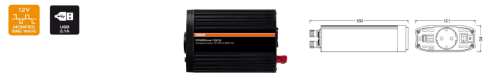 Invertor Osram POWERinvert Modified Sine Wave Inverter 12V DC 300W [2]