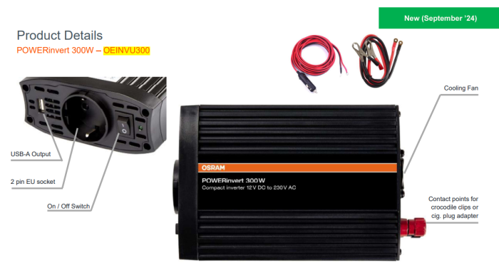 Invertor Osram POWERinvert Modified Sine Wave Inverter 12V DC 300W [3]