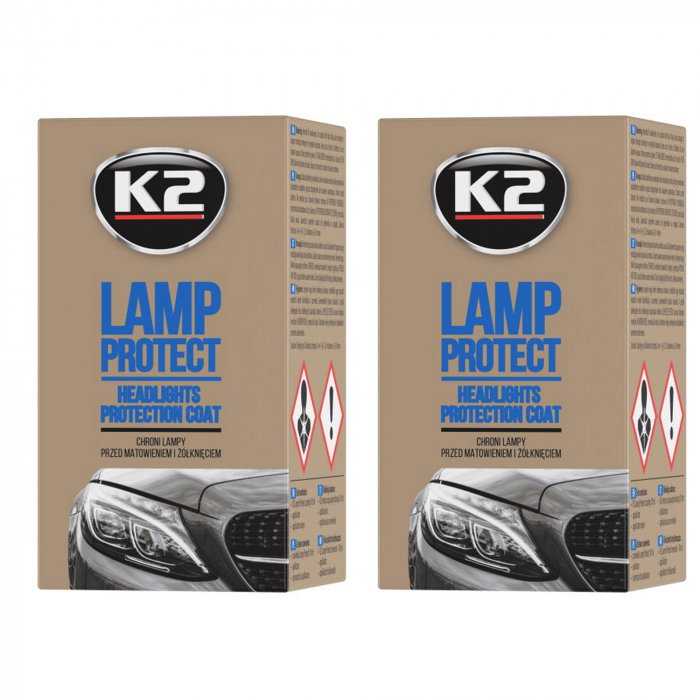 Pachet 2 x lac protectie cu aplicator K2 pentru faruri 10 ml [1]