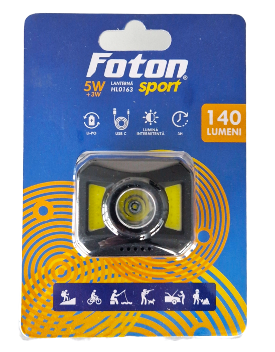 Lanterna frontala Foton Sport HL0163 7 moduri, USB-C, 3W+5W COB alb/rosu [1]
