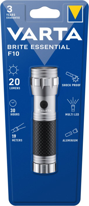 Lanterna LED Varta Brite Essential F10, 20 lm, 3xAAA, Aluminiu/cauciuc [1]