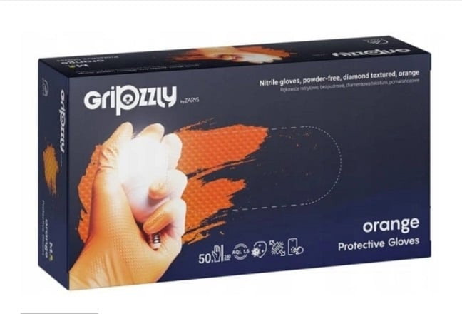 Manusi nitril pentru mecanici, Gripzzly portocaliu, 50 buc/set, Marime L [1]