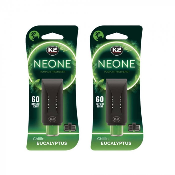 Pachet 2 x odorizant auto grila ventilatie Puf-Puf K2 NEONE EUCALIPT (Unisex) [1]