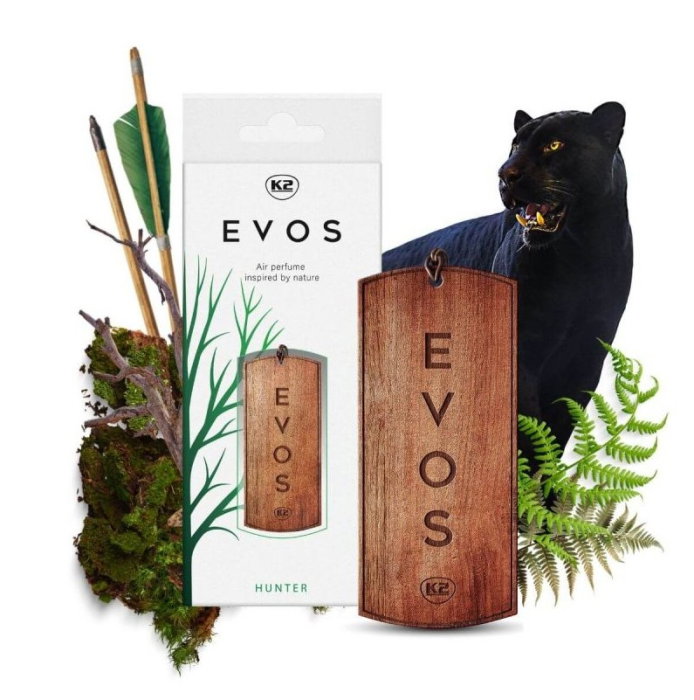 Odorizant Auto din Lemn Masiv K2 EVOS HUNTER, Parfum Fougère (Bergamotă, Geranium, Mușchi), Design Dog Tag [2]