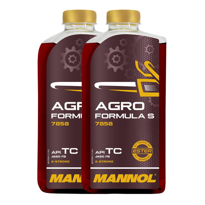 Pachet 2 litri Ulei MANNOL Agro Formula S Sintetic 2-Takt (Utilizare Intensivă, Fără Fum) [1]