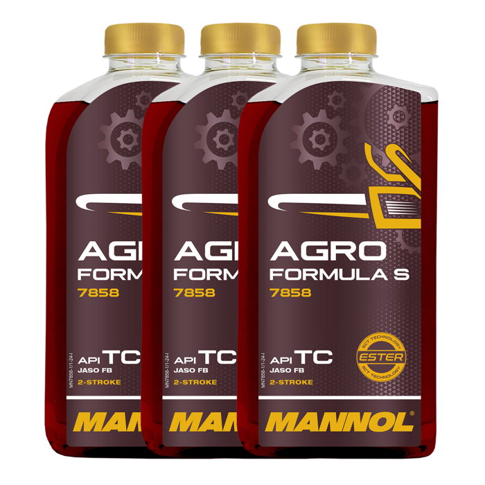 Pachet 3 litri Ulei MANNOL Agro Formula S Sintetic 2-Takt (Utilizare Intensivă, Fără Fum) [1]