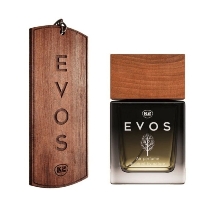 Pachet Complet Odorizant Auto K2 EVOS HUNTER: Pandantiv Lemn + Parfum Spray 50ml, Aromă Fougère (Bergamotă, Geranium, Mușchi) [6]