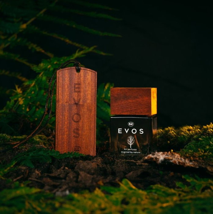 Pachet Complet Odorizant Auto K2 EVOS HUNTER: Pandantiv Lemn + Parfum Spray 50ml, Aromă Fougère (Bergamotă, Geranium, Mușchi) [2]