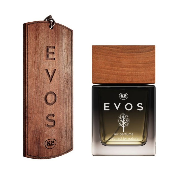 Pachet Complet Odorizant Auto K2 EVOS SPARTA: Pandantiv Lemn + Parfum Spray 50ml, Aromă Chypre (Grapefruit, Cedru, Mosc) [3]