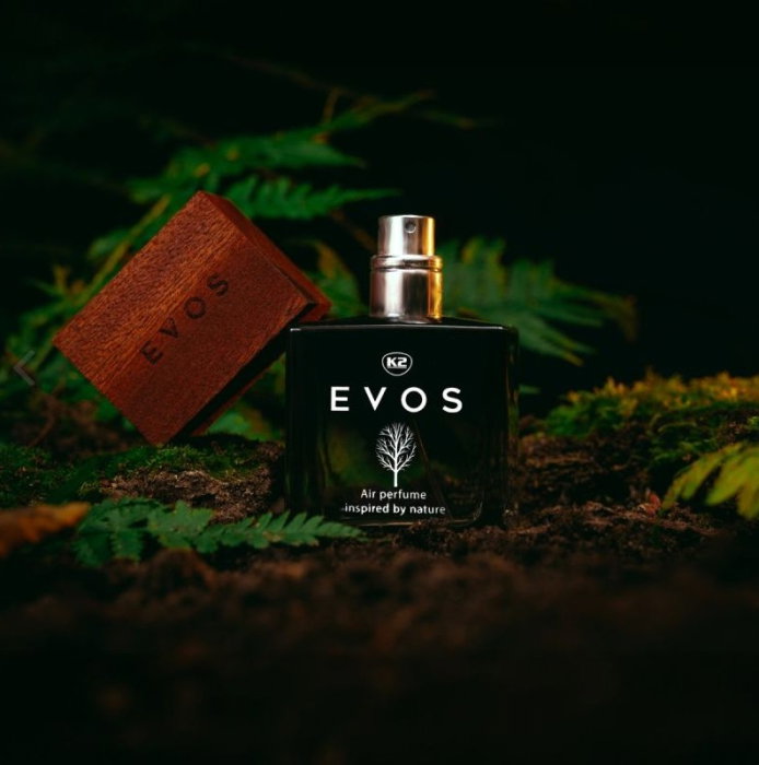 Parfum Auto Spray K2 EVOS HUNTER 50ml, Aromă Fougère (Bergamotă, Geranium, Mușchi), Sticlă cu Dop de Lemn [5]