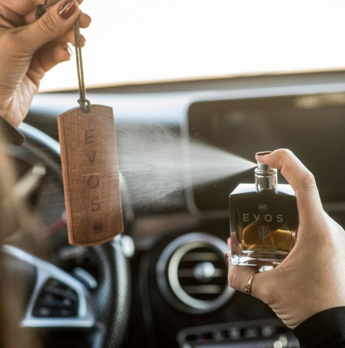 Parfum Auto Spray K2 EVOS SPARTA 50ml, Aromă Chypre (Grapefruit, Cedru, Mosc), Sticlă cu Dop de Lemn [7]