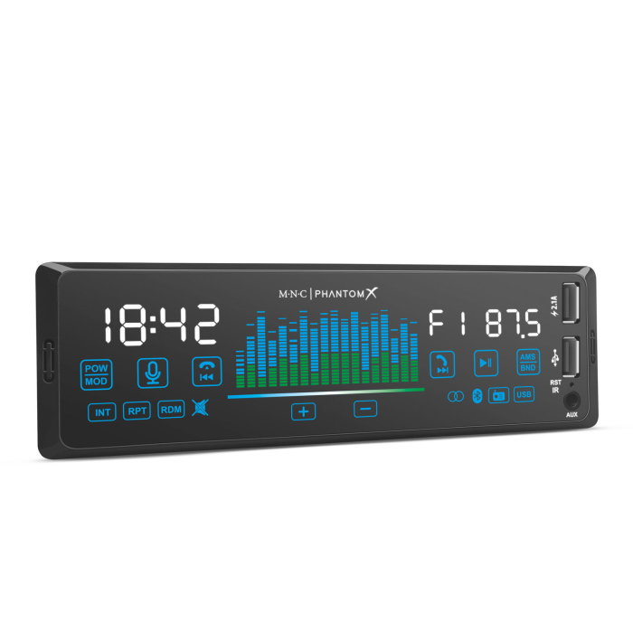Player auto "PhantomX" - 1 DIN - 4 x 50 W - versiune gestuala - BT - MP3 - AUX - USB [5]