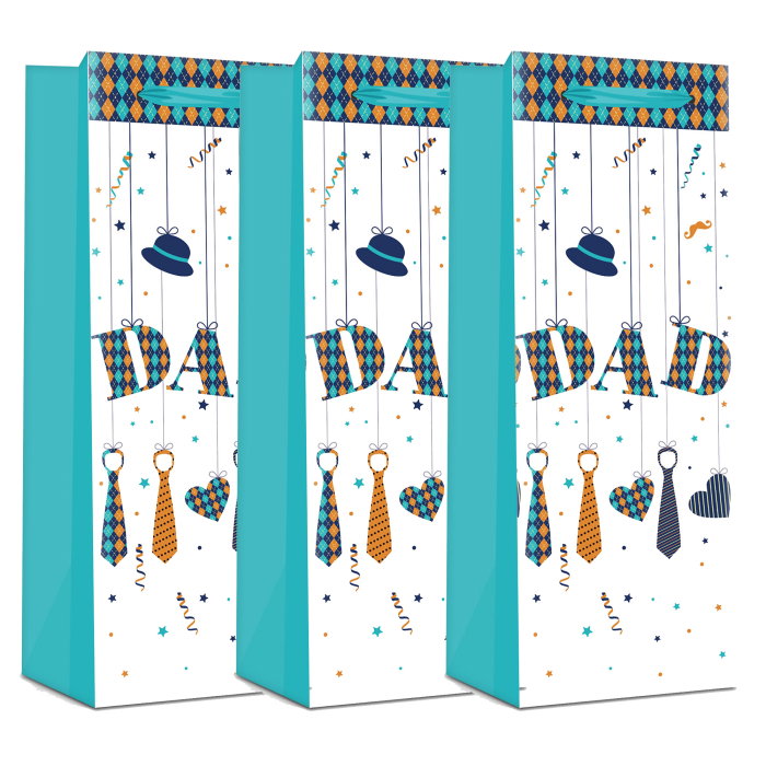 Pachet 3 pungi cadou pentru sticle bauturi, Green Dad - hârtie rezistentă (36 x 12.7 x 8.3 cm) - Copie [1]