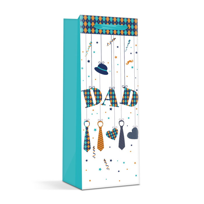 Pungă cadou pentru sticle bauturi, Green Dad - hârtie rezistentă (36 x 12.7 x 8.3 cm) [1]
