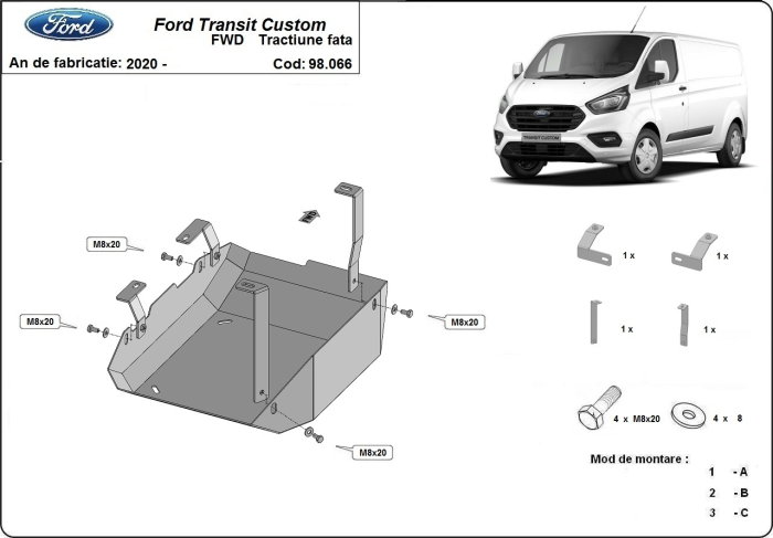 Scut metalic motor FORD Transit Custom [1]