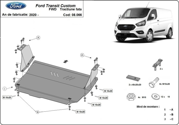 Scut metalic motor FORD Transit Custom [1]