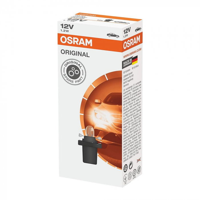 Set 10 Becuri Bord OSRAM B8.5d, Soclu Negru - 12V, 1.2W (Iluminat Instrumente / Ceasuri) [1]
