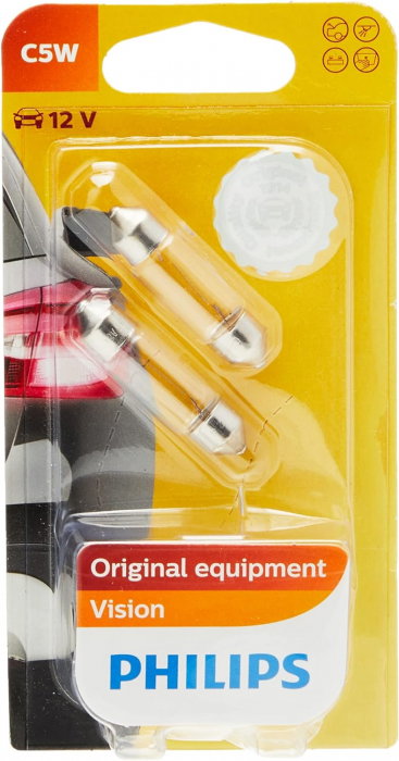 Set 2 bec C5W Philips 12V Festoon Vision blister [1]