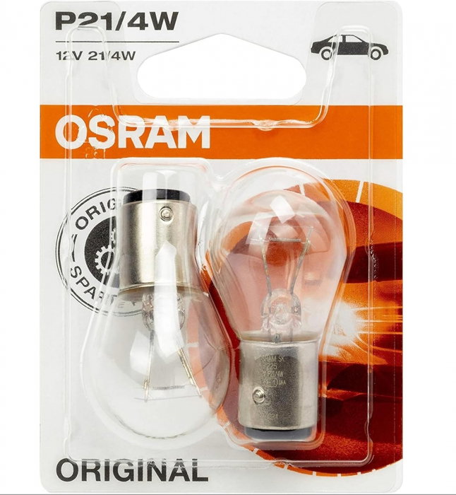 Set 2 bec P21/4W Osram Original Blister dublu filament pentru lampa frana [1]