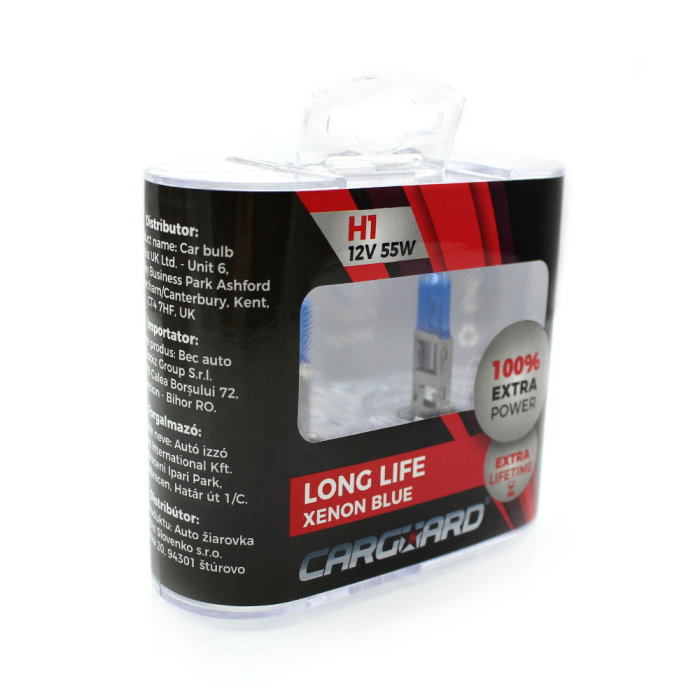 Set 2 Becuri Auto Halogen H1 Carguard Long Life, +100% Intensitate, Efect Alb Xenon, 12V, 55W [3]