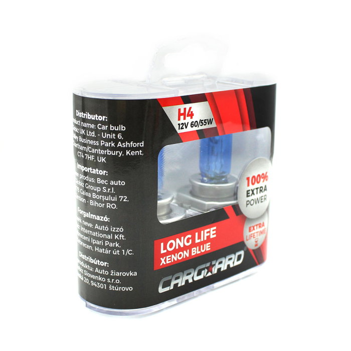 Set 2 Becuri Auto Halogen H4 Carguard Long Life, +100% Intensitate, Efect Alb Xenon, 12V, 60/55W [4]