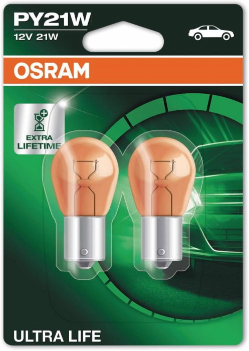 Set 2 Becuri Auto Semnalizare PY21W Osram Ultra LIfe 12V 21W [1]