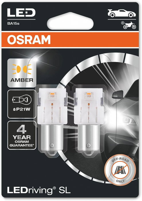 Set 2 Osram LED P21W 12V amber (portocaliu) blister [1]