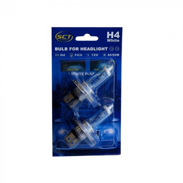 Set 2 Becuri Far H4 12V 60/55W P43T White Sct [1]
