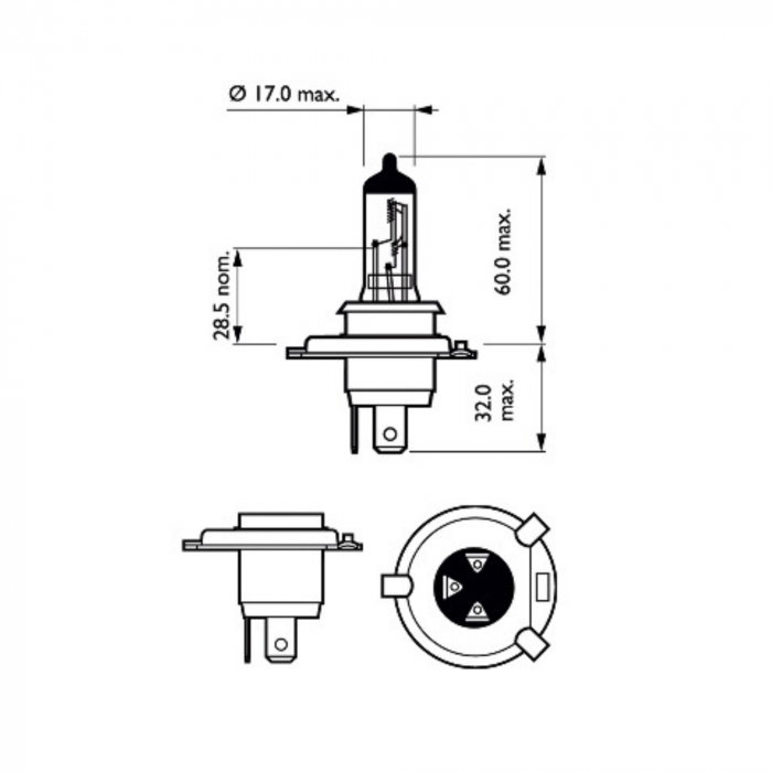 Set 2 Becuri Far H4 60/55W 12V Vision Plus (Cutie) Philips [3]