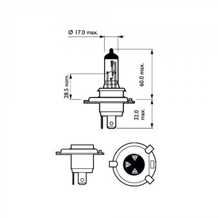 Set 2 Becuri Far H4 P43T 60/55W 12V Vision Plus Philips [3]