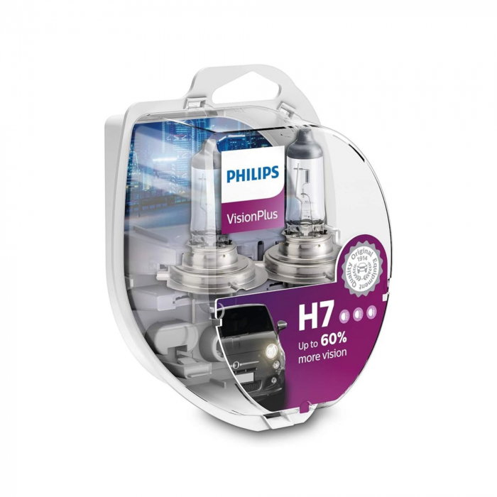 Set 2 Becuri Far H7 55W 12V Vision Plus (Cutie) Philips [1]