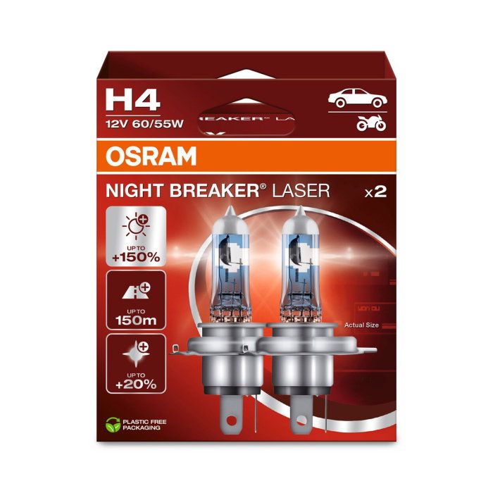 Set 2 becuri halogen H4 60/55W Osram Night Breaker Laser NextGen +150% [1]