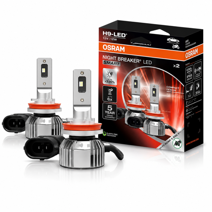 Set 2 becuri Osram Night Breaker LED Smart H9 12V 6000K omologare RAR [1]