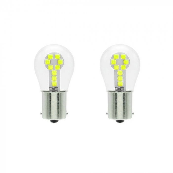 Set 2 LED P21/5W 18 SMD technology pentru semnalizare alb pur [1]