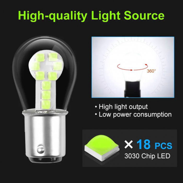 Set 2 LED P21/5W 18 SMD technology pentru semnalizare alb pur [4]