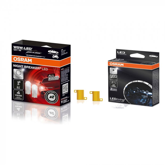 Pachet 2 x W5W Osram LED omologare RAR Street Legal 6000K + 2 x anulatoare eroare Osram Canbus Control [1]