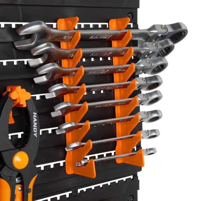 Panou Organizator Scule de Perete, Set 2 Placi Modulare (475x272mm), 14 Suporturi + 4 Cutii Depozitare, Plastic Rezistent, Atelier si Garaj [3]
