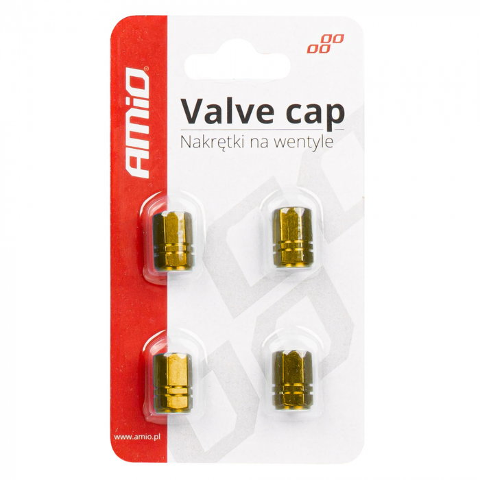 Set 4 capace Amio din aluminiu pentru ventil model hexagon galben [1]
