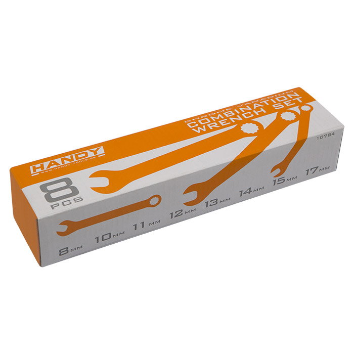 Set 8 Chei Combinate Profesionale (Fixe + Inelare), Otel Crom-Vanadiu, Dimensiuni 8-17mm, Finisaj Lustruit, Suport Plastic Inclus [3]
