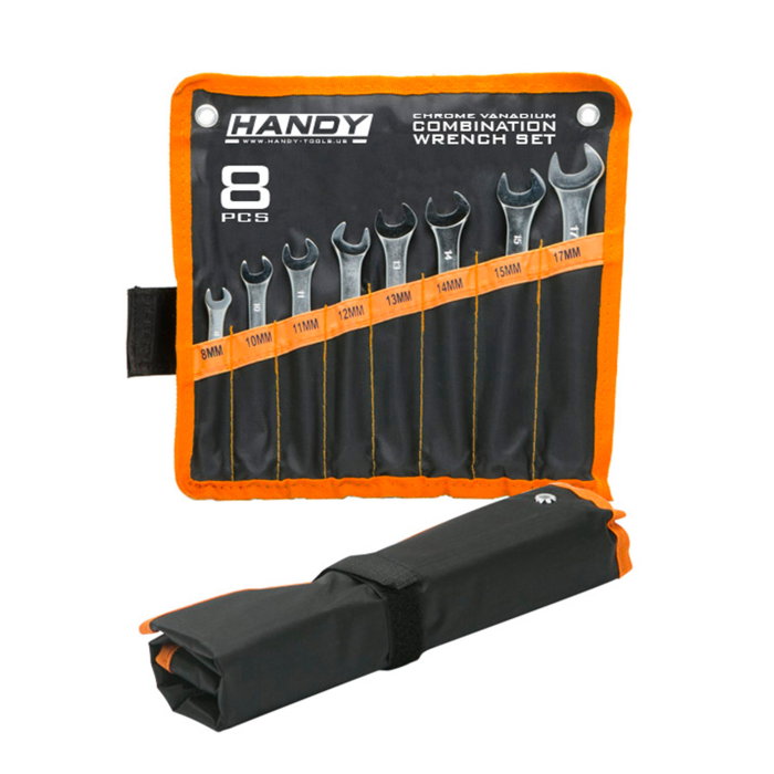 Set 8 Chei Combinate Profesionale (Fixe + Inelare), Otel Crom-Vanadiu, Dimensiuni 8-17mm, Finisaj Lustruit, Suport Plastic Inclus [1]